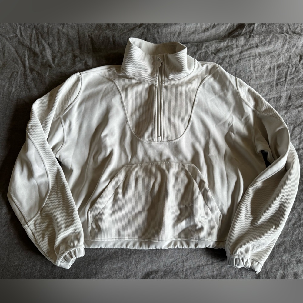 Lululemon Ribbed Softstreme Half Zip White Opal 14